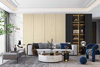 青岛轻奢风格-客厅